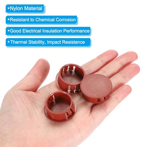 Image of PATIKIL 20Pcs 1 inch Hole Plugs, 1 inch /25mm Plastic Hole Plugs, 20Pcs Flush Type Round Hole Plugs Cover Snap in Locking Hole Tube for Table Kitchen Cabinet Furniture, Red Brown