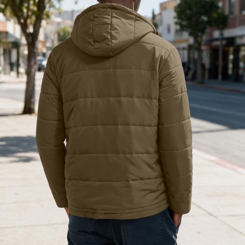Mens Puffer Jacket with Hood Lightweight Long Sleeve Warm Winter Coats - image 8