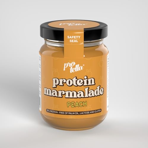Protella® Mermelada de Melocotón, Vegana, 72% Fruta, Sin Azúcares Añadidos, Con Proteína de Guisante 18%, Sin Aceite de Palma, 170g