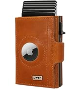 Marc Peter® Chicago Lederen Push Air Slim Wallet - AirTag Portemonnee met muntenvak - RFID Bescherming Kleine Mini Portemonnee Leer, taupe, XL MÜNZFACH MIT AIRTAG FACH, Klassiek