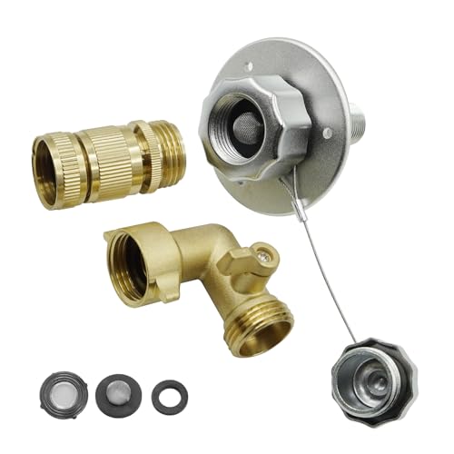 omiinitio All Weathers, set di adattatori per ingresso dell'acqua in acciaio inox, per camper, design sigillato, a prova di perdite, per diversi modelli di serbatoio, accessori per l'ingresso