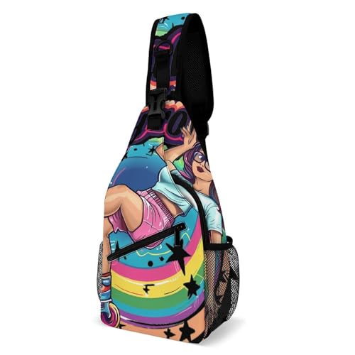 Active Roller Skating Rolling Sling Backpack Crossbody Bags with Pocket for Women And Men Chest Bag for Travel Hiking
