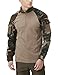 CQR Men's Combat Shirt Tactical 1/4 Zip Long Sleeve Military BDU Shirts Camo EDC Top with Pockets, Combat Shirts Woodland Olive, Medium