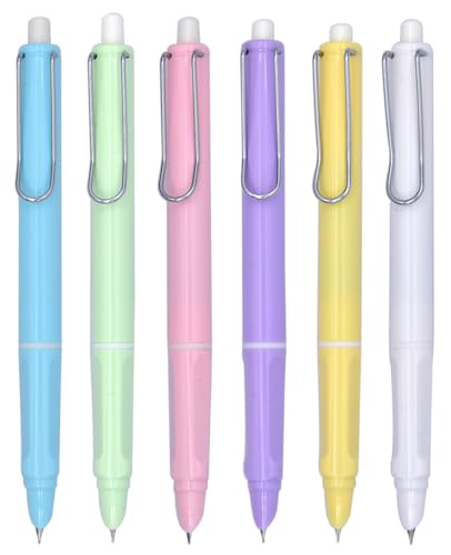 Ranvi 6 plumas estilográficas recargables y retráctiles, punta extrafina de 0,38 mm (color sólido)