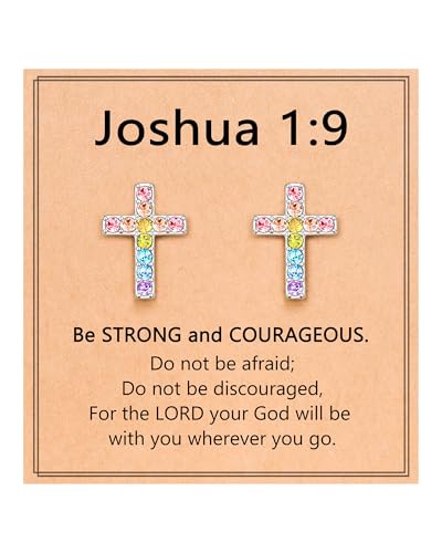 UPROMI Cross Earrings Confirmation Catholic Christian Religious Birthday Gifts Christmas for Teens Tween Teenager, Stainless Steel, No Gemstone