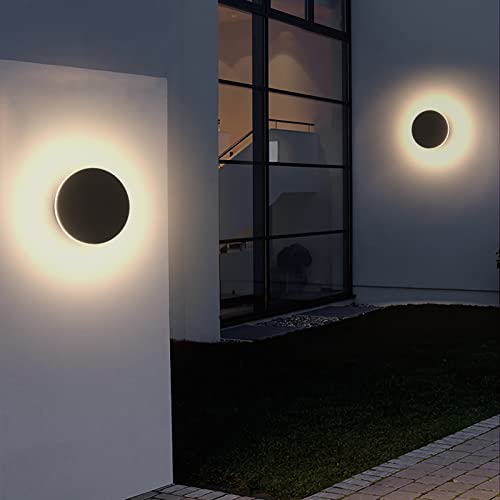 Aoceley 2 Packs Led Wall Light Outdoor Indoor Modern Wall Sconce Mini Wall Sconce Outdoor Wall Lights Aluminum Waterproof Black Wall Mount Light Led Wall Sconces Warm White 3000K (Round) #TOP2