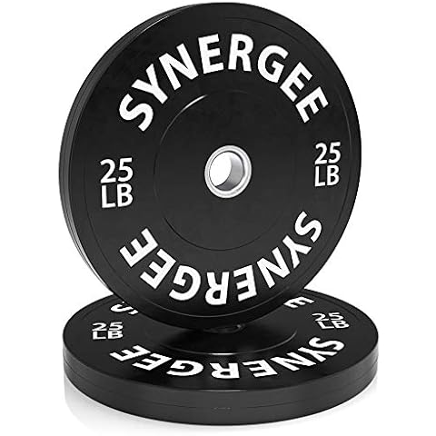 iheartsynergee Training Olympic Bumper Plate Weights 10lbs, 15lbs, 25lbs, 35lbs, 45lbs - Sold in Pairs for Big Savings, Superb Craftsmanship, Weightlifting, Strength Training, Powerlifting Cover