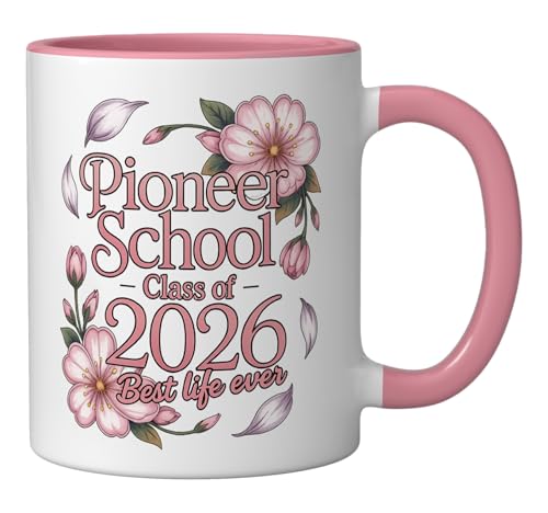 Taza cerámica Pioneer School 2026 JW Gifts rosa/blanco miniatura 2