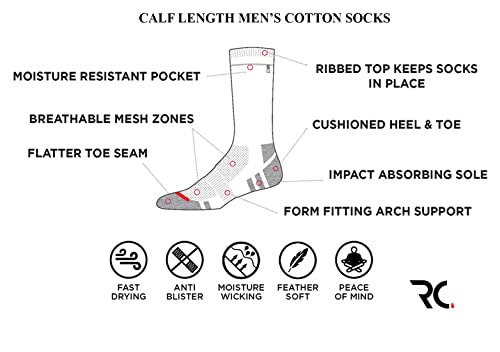 Image of RC. ROYAL CLASS Men's Calf Length Cotton Terry Towel Cushion Solid-Plain Socks (Pack of 3 Pairs)