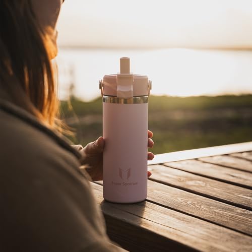 Sparrow Trinkflasche Edelstahl 1L - Weiter Öffnung SwivelSip Thermosflasche mit Strohhalm - BPA-frei, Auslaufsicher Trinkflaschen - Ergonomisch Thermoskanne für Sport, Reisen, Outdoor 5