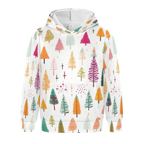 Kids Hoodies Sweaters Christmas Xmas Trees Hooded Sweatshirts with Big Pockets for Boys Girls B0400280