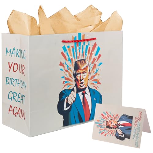 Pandecor 13 Birthday Gift Bag with Card and Tissue Paper for Funny Present Make Your Birthday Great Again Funny Birtnday Gift Bag