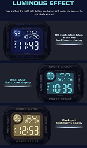 Gosasa Fashion Unisex Watches Square Date Week Outdoor Sport Digital Display TPU Strap Multifunctional Luminous Quartz Waterproof Casual Alarm Wrist Watch3