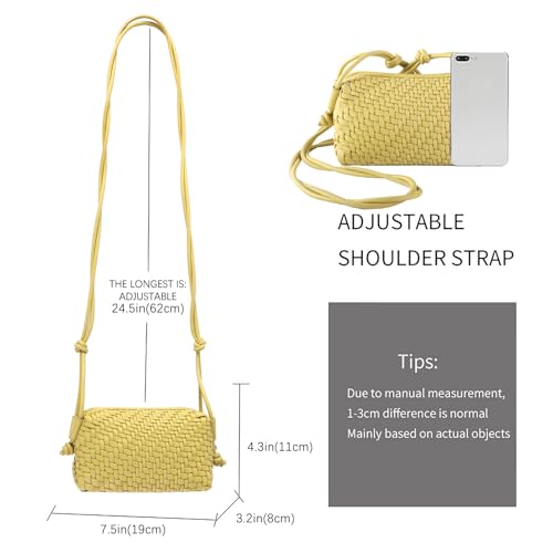 Image of Woven Crossbody Bag for Women,Small Handbag Cute Purse Vegan Leather Handmade Shoulderbag,Lightweight Tote Bag with Strap