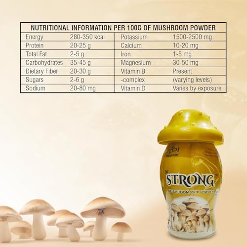 Image of Strong Mushroom Powder Weight Gainer for Men and Women - 100g | Mushroom Powder for Shakes Smoothies Coffee & Tea | Easy to Mix Beverage Powder (Pack of 1)