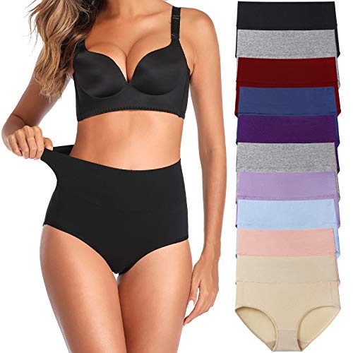 Image of Womens Underwear,Cotton Mid Waist No Muffin Top Full Coverage Brief Ladies Panties Lingerie Undergarments for Women Multipack