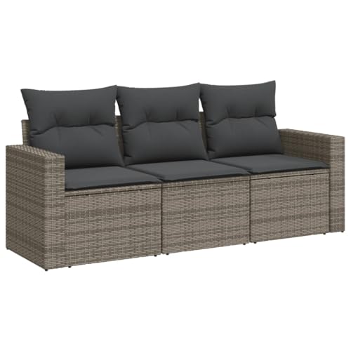 vidaXL Garten Sofa Garnitur 3-TLG., Gartenmöbel Set mit Kissen,...