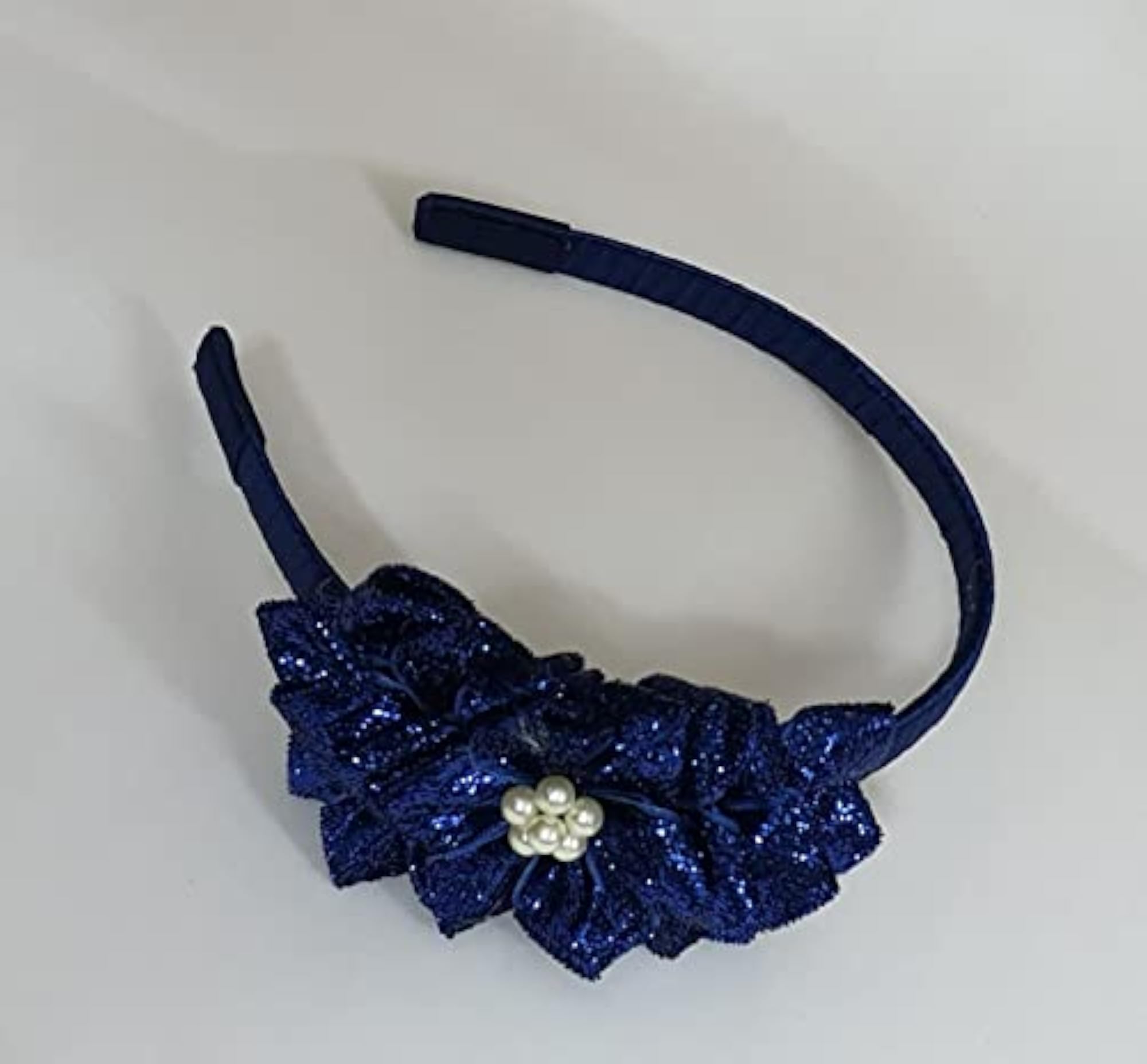 Dark Blue Glitter Flower Hairband for Girls