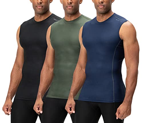 Image of DEVOPS 3 Pack Men's Athletic Compression Shirts Sleeveless