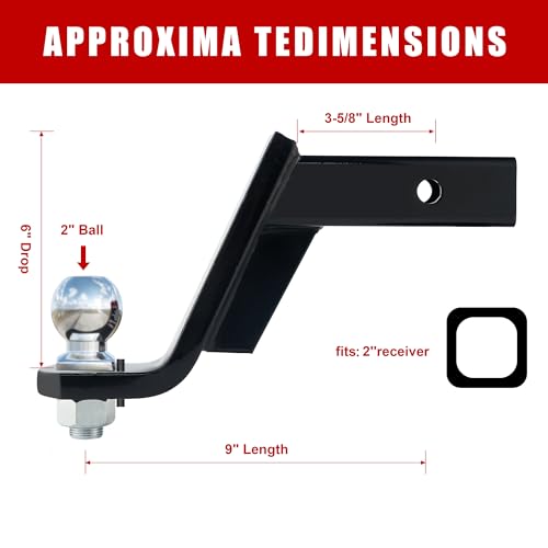 Image of TYT Trailer Hitch Mount with 2 inch Chrome Ball&Lock, Fits 2-in Receiver, 7,500 lbs (6-Inch Drop)