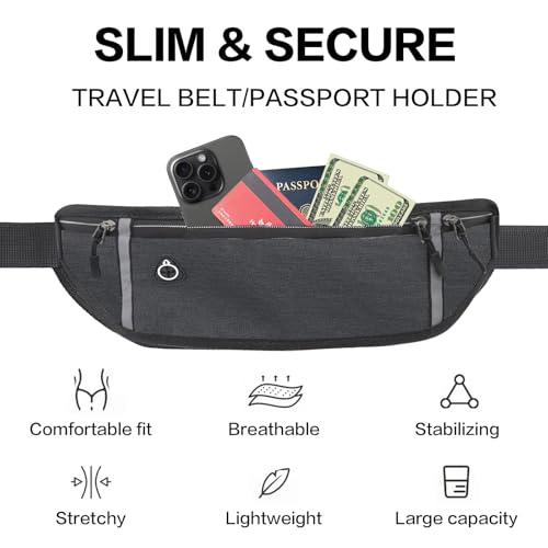 Image of Travel Money Belt for Men and Women Hidden Slim Passport Holder - travel wallet for Credit Cards and Documents