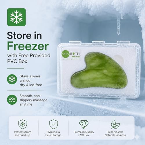 Image of Authentic Jade Gua Sha | Facial Massager for Glowing Skin & Anti-Aging | Comes with Damage Protection & Dry-Cold Technology Box | Both-Side Smooth Edge for Puffiness Relief & Sculpting