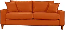 Sofá Living Istambul Em Courino Couro Sintetico (Laranja)