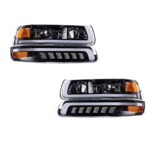 Phares modifiés avec lentille haute clarté pour Chevrolet Silverado et Tahoe 2000-2006