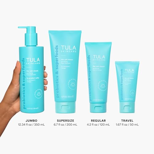 Image of TULA Skin Care Cult Classic Purifying Face Cleanser, Full and Travel Size Duo - Gentle and Effective Face Wash, Makeup Remover, Nourishing and Hydrating, Set of 2