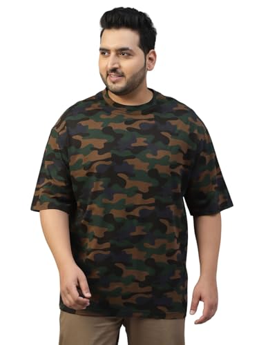 Image of Veirdo 100% Pure Cotton Oversized Loose Baggy Fit Drop Shoulder Paisley Printed Plus Size T-Shirt for Men (Sizes: 2XL to 5XL)