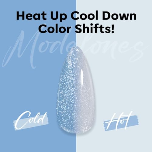 Image of modelones Blue Gel Nail Polish White Color Changing Mood Temperature Change Nail Polish Gel Soak Off Winter Nail Art New Year Party 15ML