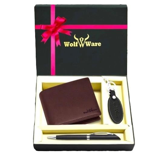 WOLFWARE RFID Protected 100% Genuine Leather Gift Hamper for Men | Leather Wallet for Men's | Wallets Branded | Wallets for Men (Lee-on Brown),Leather Wallet Combo for Men-image-6