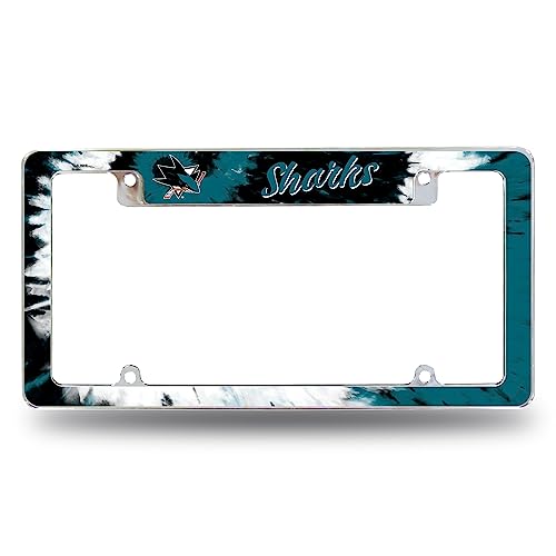Rico Industries NHL San Jose Sharks Tie Dye 12" x 6" Chrome All Over Automotive License Plate Frame for Car/Truck/SUV