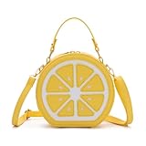 SUKUTU PU Leather Lemon Purse for Women Stylish Novelty Fruit Shaped Crossbody Shoulder Bag
