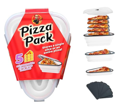Opiniones de Platos para pizza - solo los mejores. 40 PIZZA PACK El Perfecto - Contenedor De Almacenamiento De Pizza Reutilizable Con 5 Bandejas Para Servir En El Microondas - Contenedor De Rebanadas De Pizza Ajustable Sin Bpa Para...