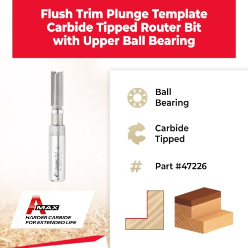 Image of Amana Tool - 47226 Carbide Tipped Flush Trim Plunge Template 3 /8 Dia x 1 2 inch Shank