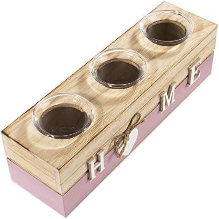 Home Candle Holder | Wooden Tea Light Holder | For Living Room & Bathroom | Home Decor Accessories | Candle Holders for Dining Table | M&W (Pink)