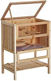 Pawhut 3 Tiers Wooden Hamster Cage Fir Wood Mouse Guinea Rodent Mice House Pet Play Small Animals 60L×40W×80H cm