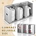 Hicarer 3 Compartments Stainless Steel Cup Dispenser with Adjustable Dividers Silver Cup and Lid Holder Lid Organizer Storage for Cabinet Kitchen Cafe Tea Shop Restaurant
