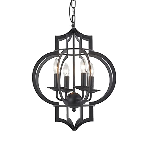 Lampes suspendues en fer forgé noir style lustre rétro rustique pour décoration intérieure