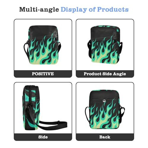 mens messenger bag crossbody bag men Womens Cross Body Purse Bags Adjustable Strap for Casual Casual- Flowing Fire Giraffe Green4