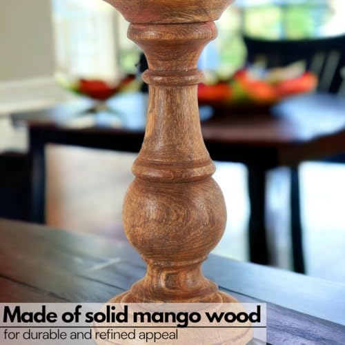 Leatherooze GD-001 Traditional Mango Wood Pillar Candle Holder thumb #3
