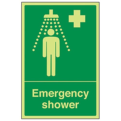 Schild mit Aufschrift "Emergency Shower", Hochformat, 3 Stück, 200mm x 300mm, 3