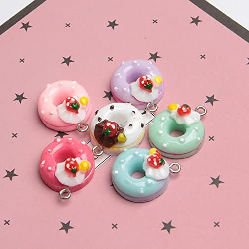 Acxico 20Pcs Multi-color Resin Doughnut/Cake Charms Pendants Fit DIY Necklace Jewelry - Image 2