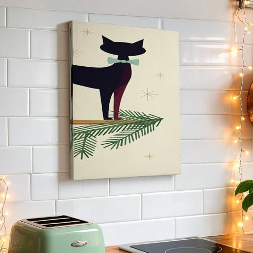 Toile chat étoiles d'hiver tableau noir design 30x40cm - 6