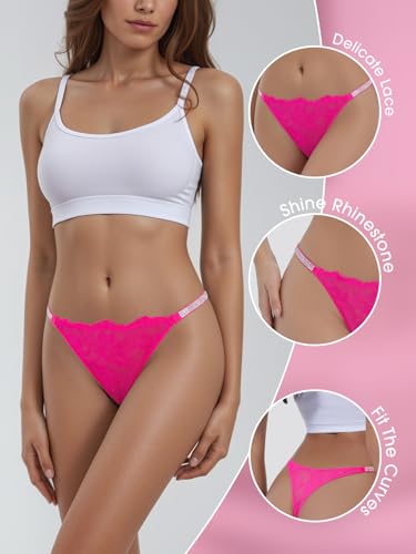 Sexy Thongs for Women Breathable Lace Underwear Rhinestones Strap G-String Stretch Panties Thong4
