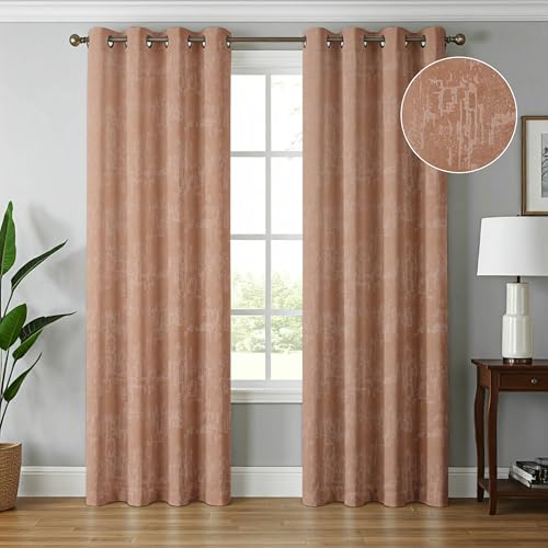 Image of 70-75% Room Darkening Door Curtains 7 Feet Long Set of 3 pcs for Living Room | Premium Polyester Grommet Curtain Panel, Light Brown