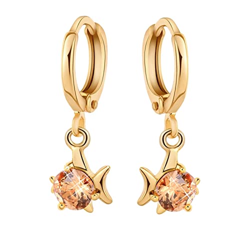 Pendientes de oro amarillo 14k colgantes ligeros que no dañan las orejas