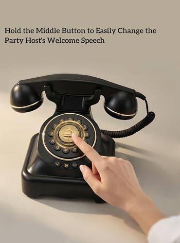 Image of RetroVox Audio Guest Book Wedding Phone Guestbook and Signage Guest Audio Message Book, Vintage Style for Wedding Reception, Bridal Shower, Baby Shower(Black & Sign Holder D)