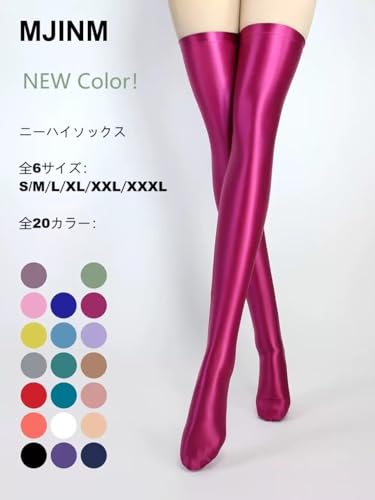 [MJINM] レディース超光沢ニーハイ ストキング 伸縮性 激密着 ロングソックス 目立つ レースクイーン キャンペーンガール パーティー 大胆コスプレ 超誘惑セクシー ハローウィン（ホワイト,XL） - 画像2